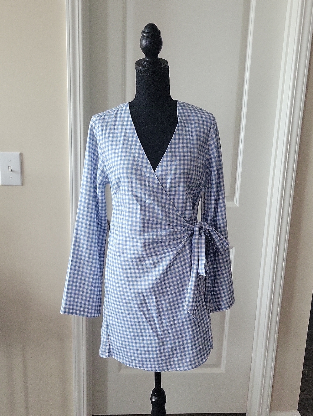 Saks Fifth Avenue Blue and White Gingham Wrap Tunic